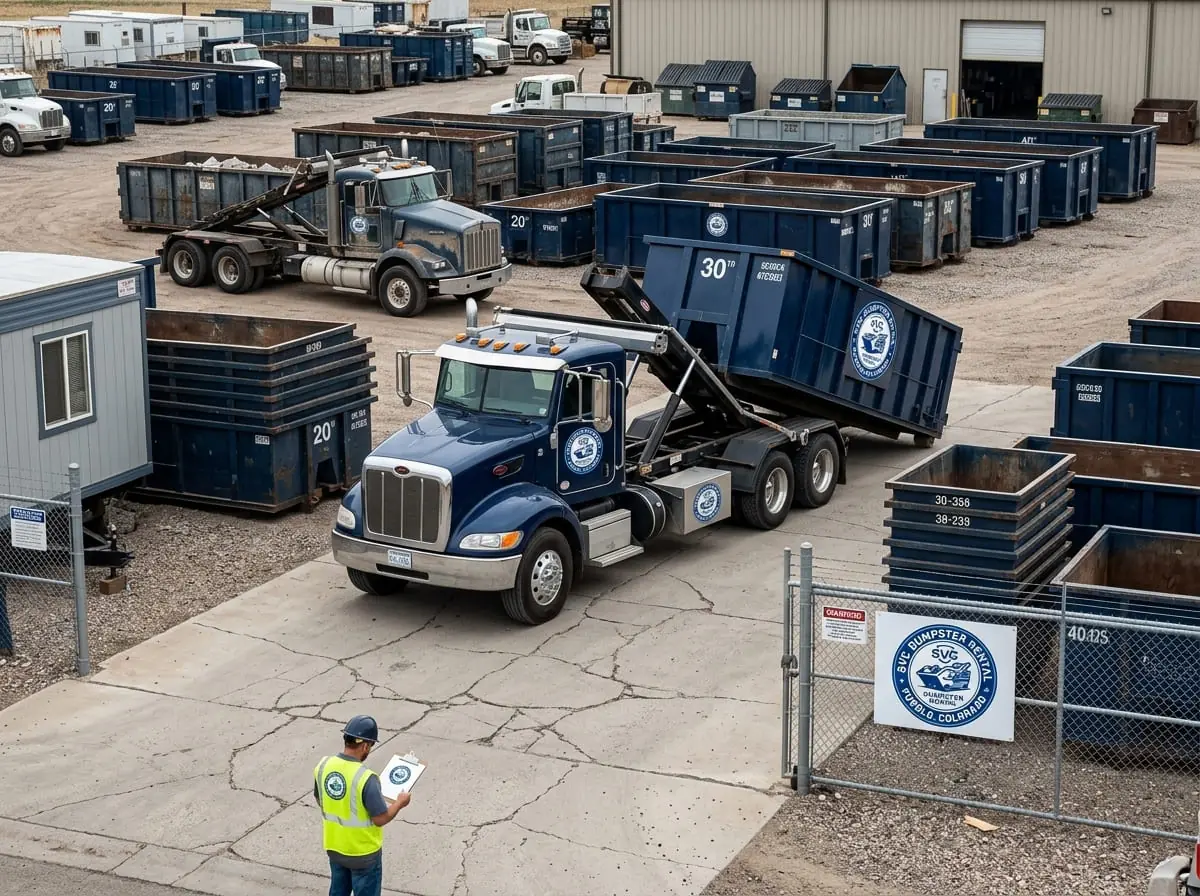 SVC Dumpster Rental Pueblo container placed in a Pueblo driveway